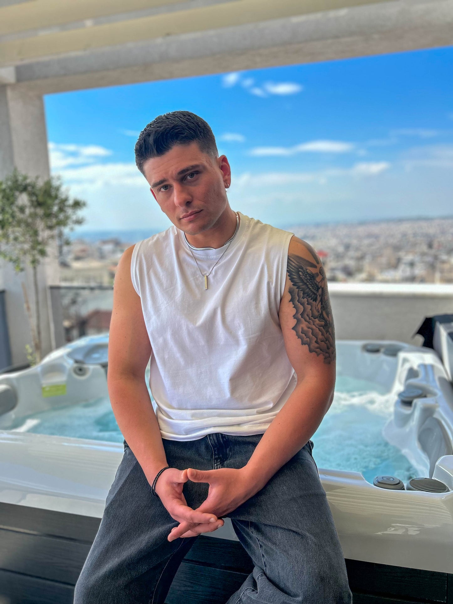 Ανδρικό Ασημί Κολιέ με Μακρόστενο Μενταγιόν - Pnoe Studio