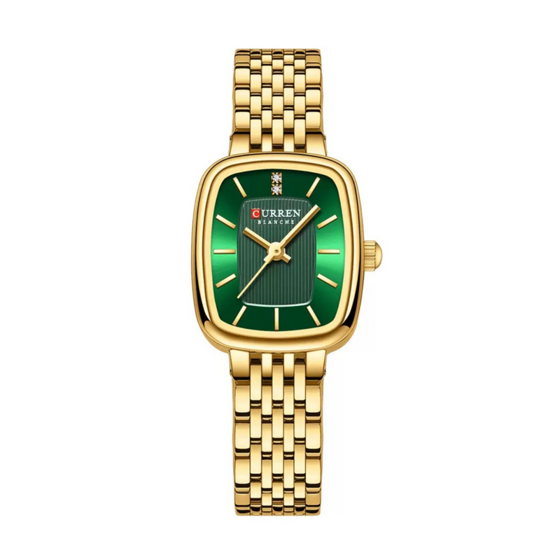 Emerald gold ✨ Ατσάλινο Χρυσό Ρολοί Με Πράσινο Καντράν