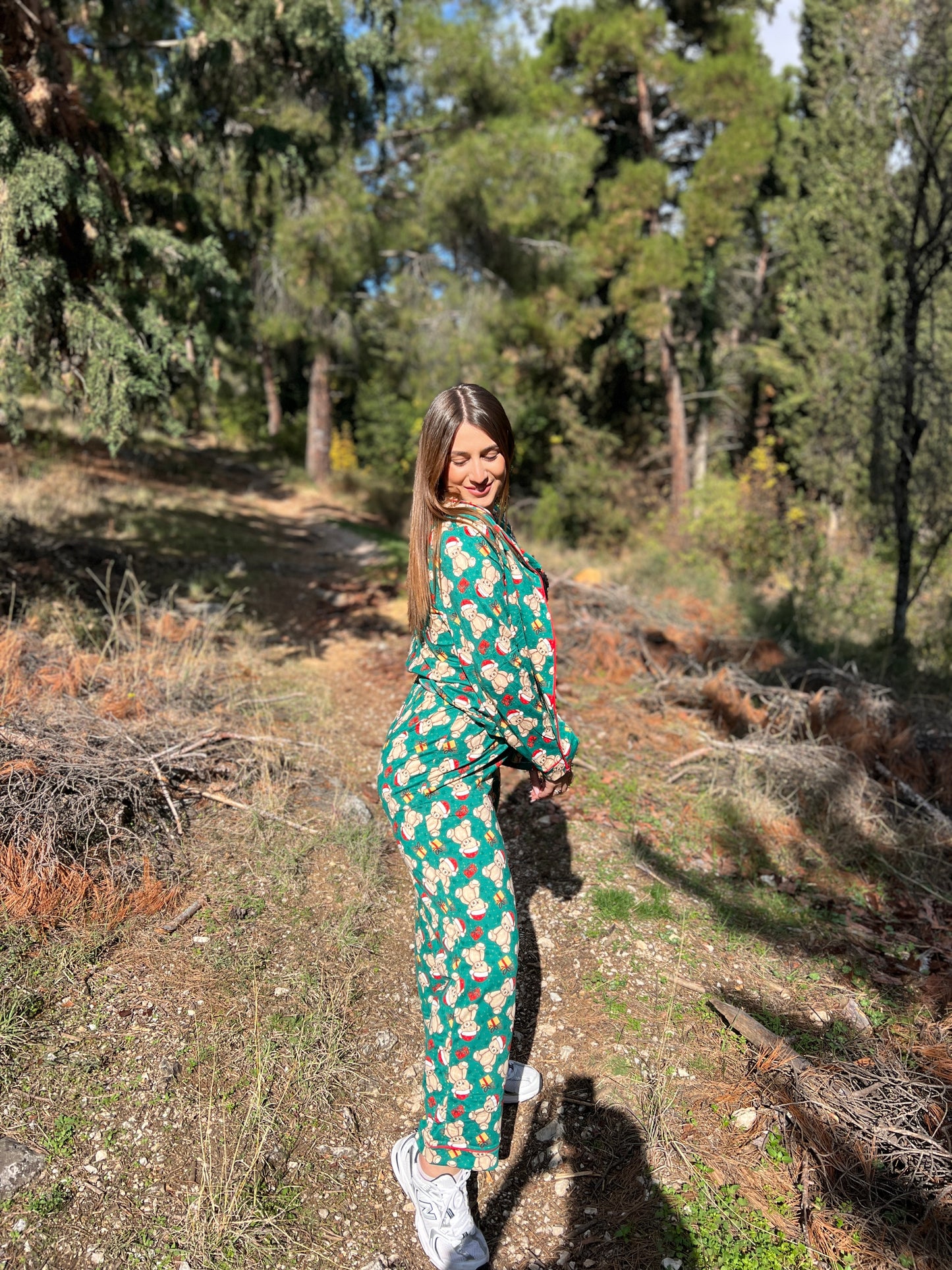 Merry bear Mood – Pajamas in Green Shade with Christmas Print