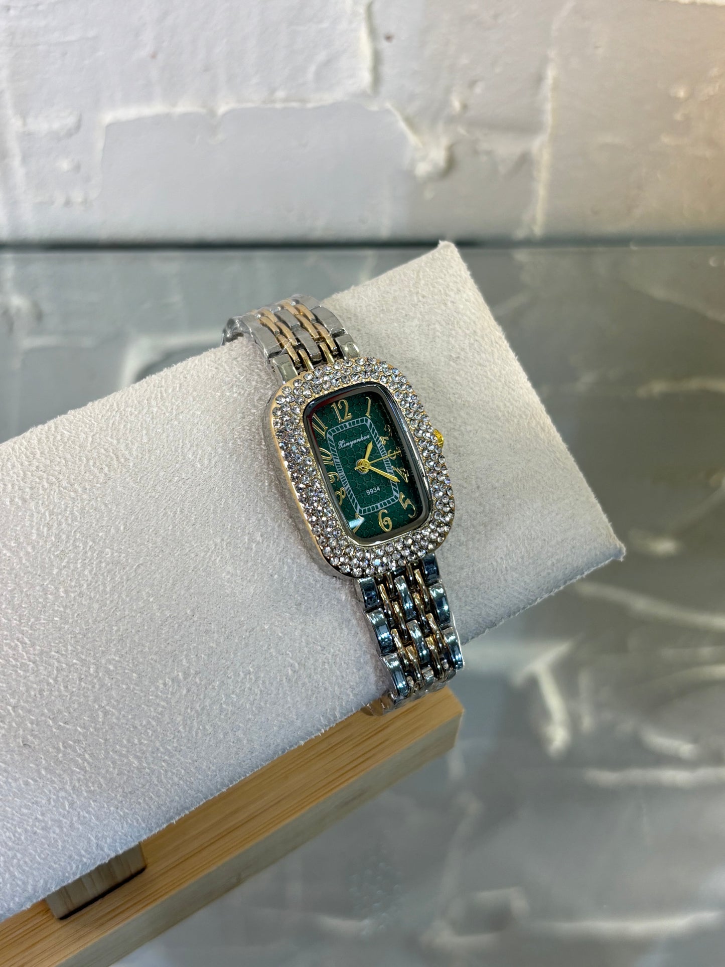Steel square watch mix gold silver