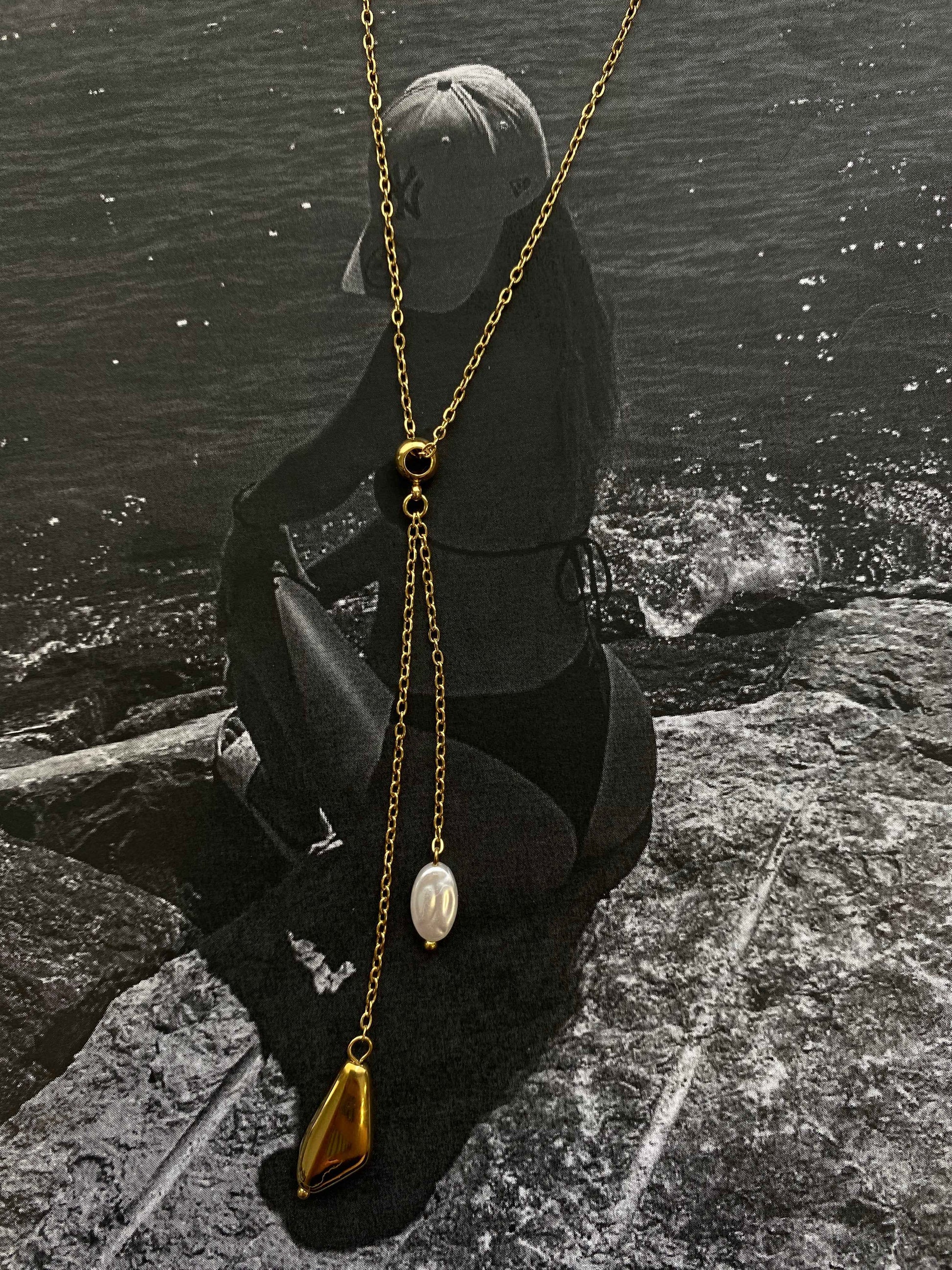 Pearl Drop – Ατσάλινο Κολιέ με Πέρλα