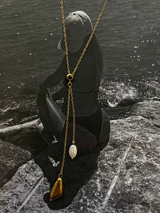 Pearl Drop – Ατσάλινο Κολιέ με Πέρλα