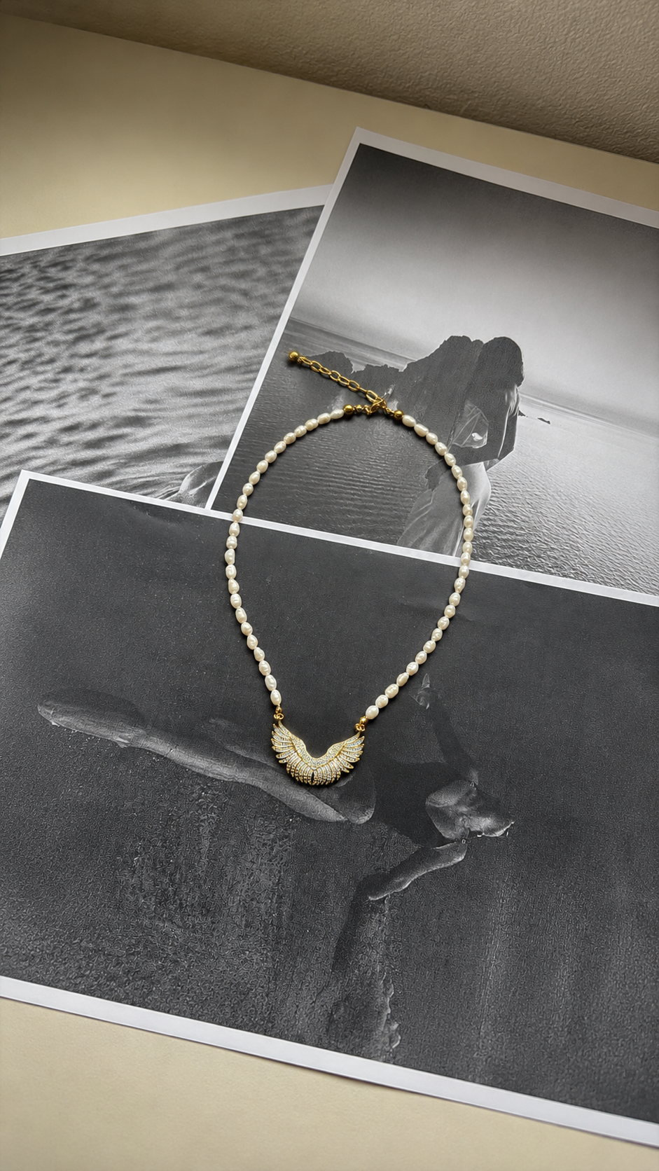 Aurelia Pearl Wings Ατσάλινο Κολιέ - designed by kika