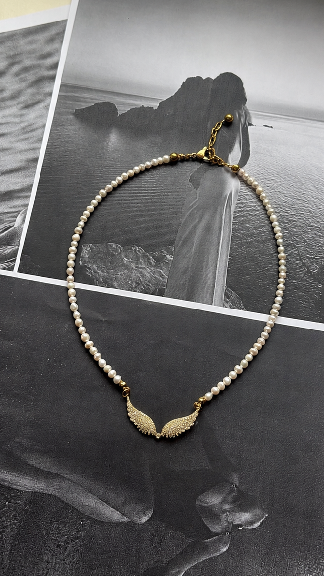 Heavenly Pearl Ατσάλινο Κολιέ χειροποίητο με αληθινά μαργαριτάρια / designed by kika