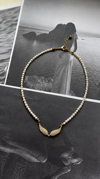 PNOE ✨Pearl ανθεκτικός ορείχαλκος  Κολιέ χειροποίητο με αληθινά μαργαριτάρια / designed by kika