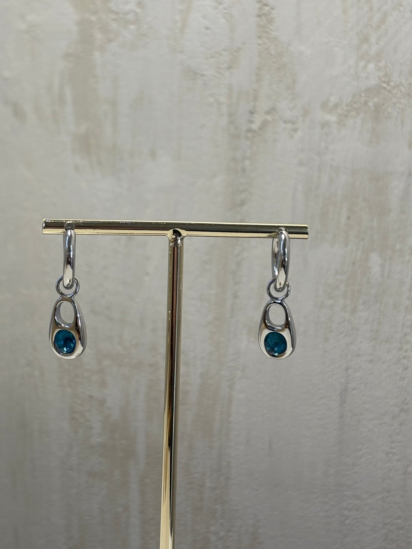 Σκουλαρίκι κρικάκι διπλό με μπλε λεπτομέρειες