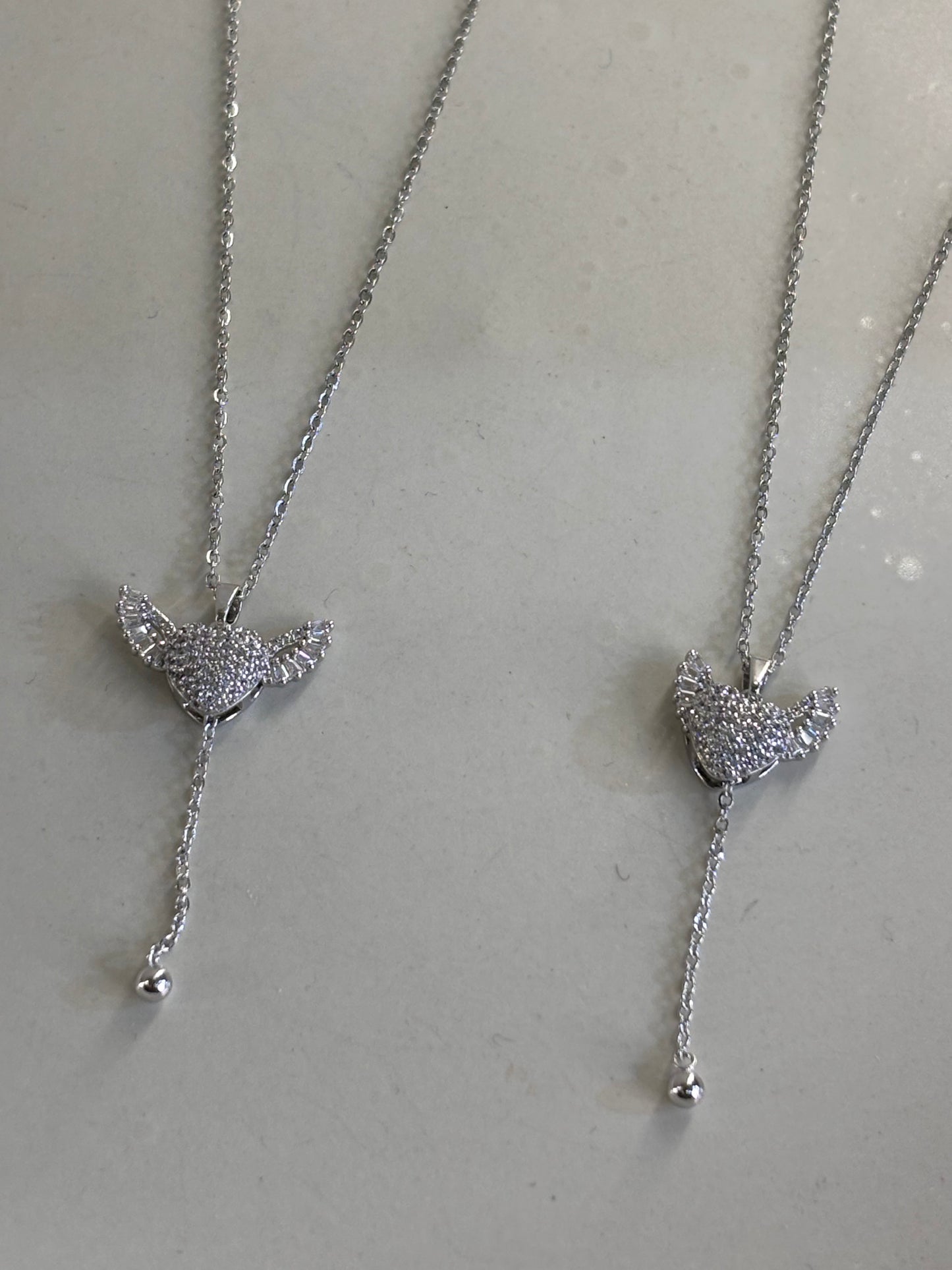 Κολιέ ατσάλινο με καρδιά & στρας