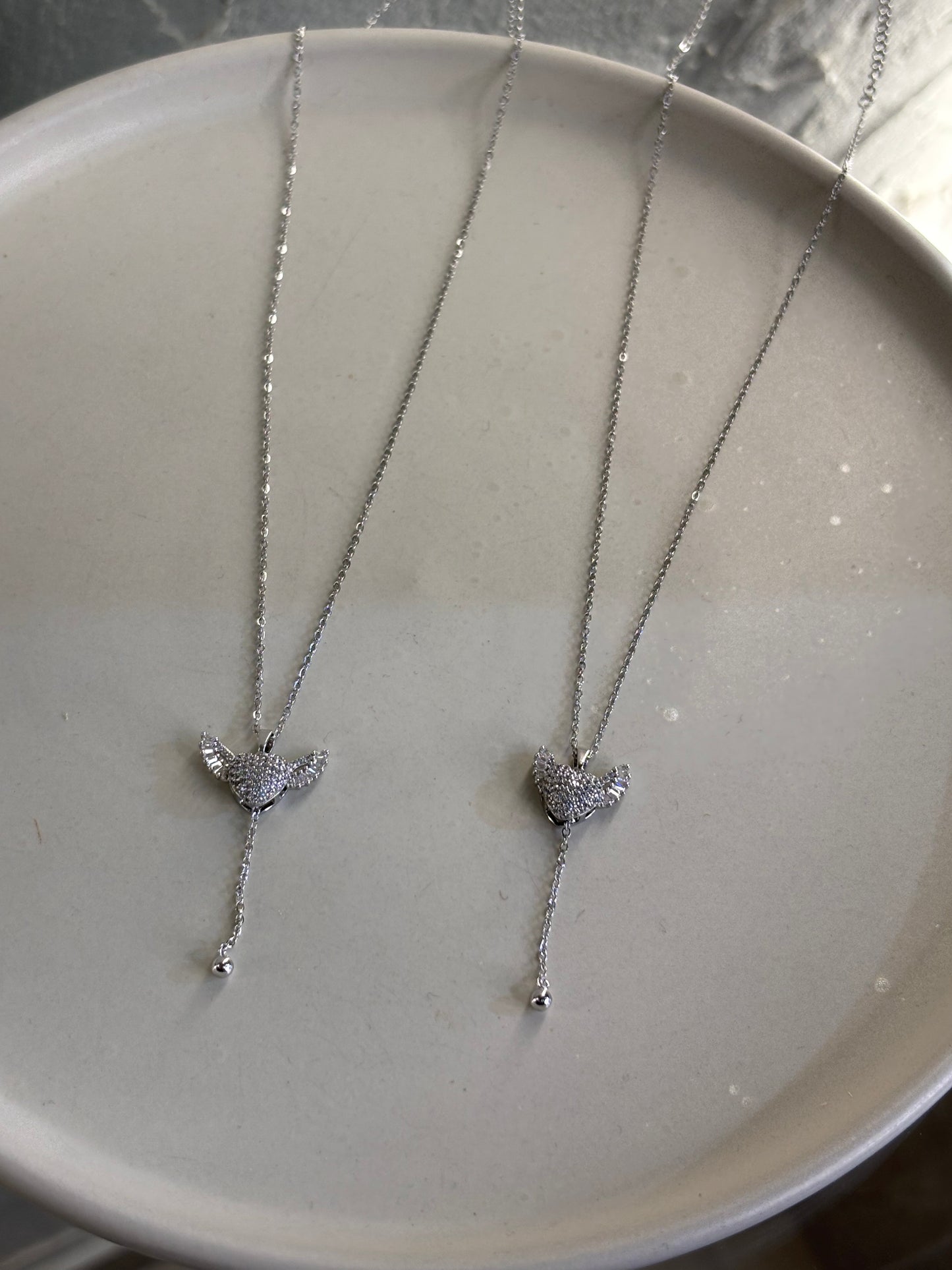 Κολιέ ατσάλινο με καρδιά & στρας