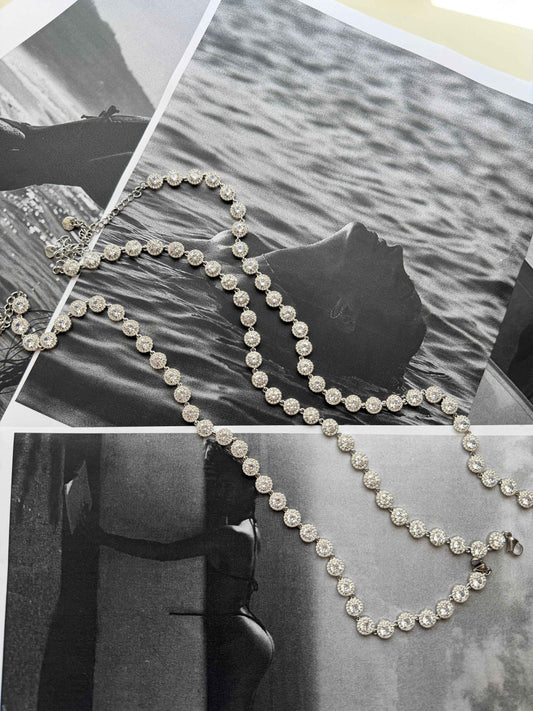 Princess Royal Tennis Necklace / ατσάλινο κολιέ ασημί