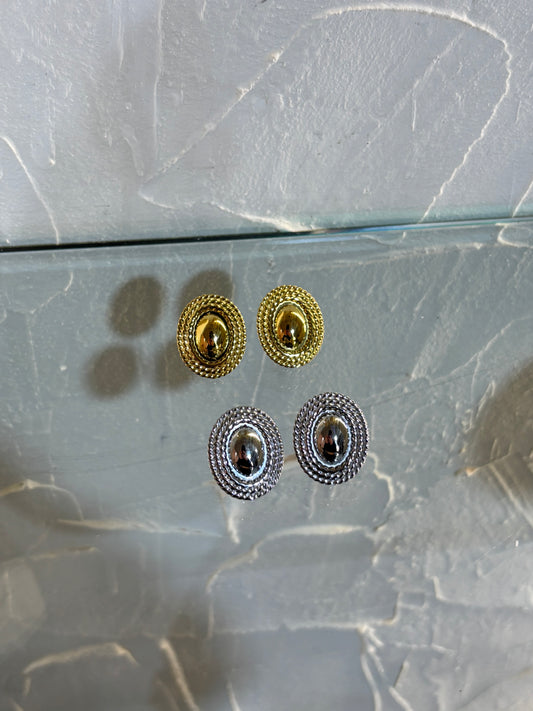 Σκουλαρίκια χρυσό ασημί με κλιπ