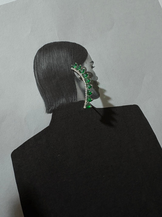 Emerald Crown Statement Ατσάλινο Σκουλαρίκι