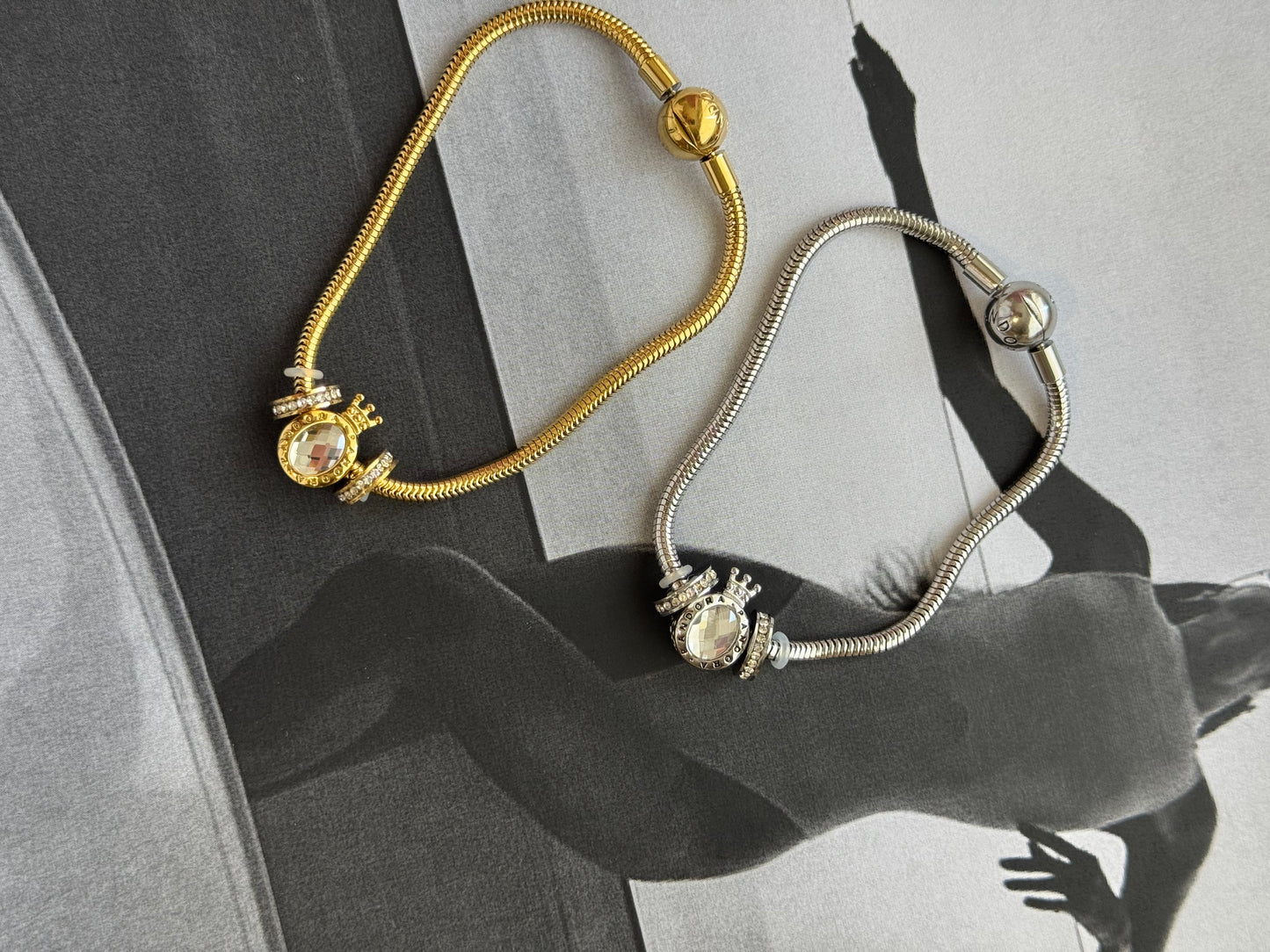 Royal Crystal – Βραχιόλι Stainless Steel με Charms