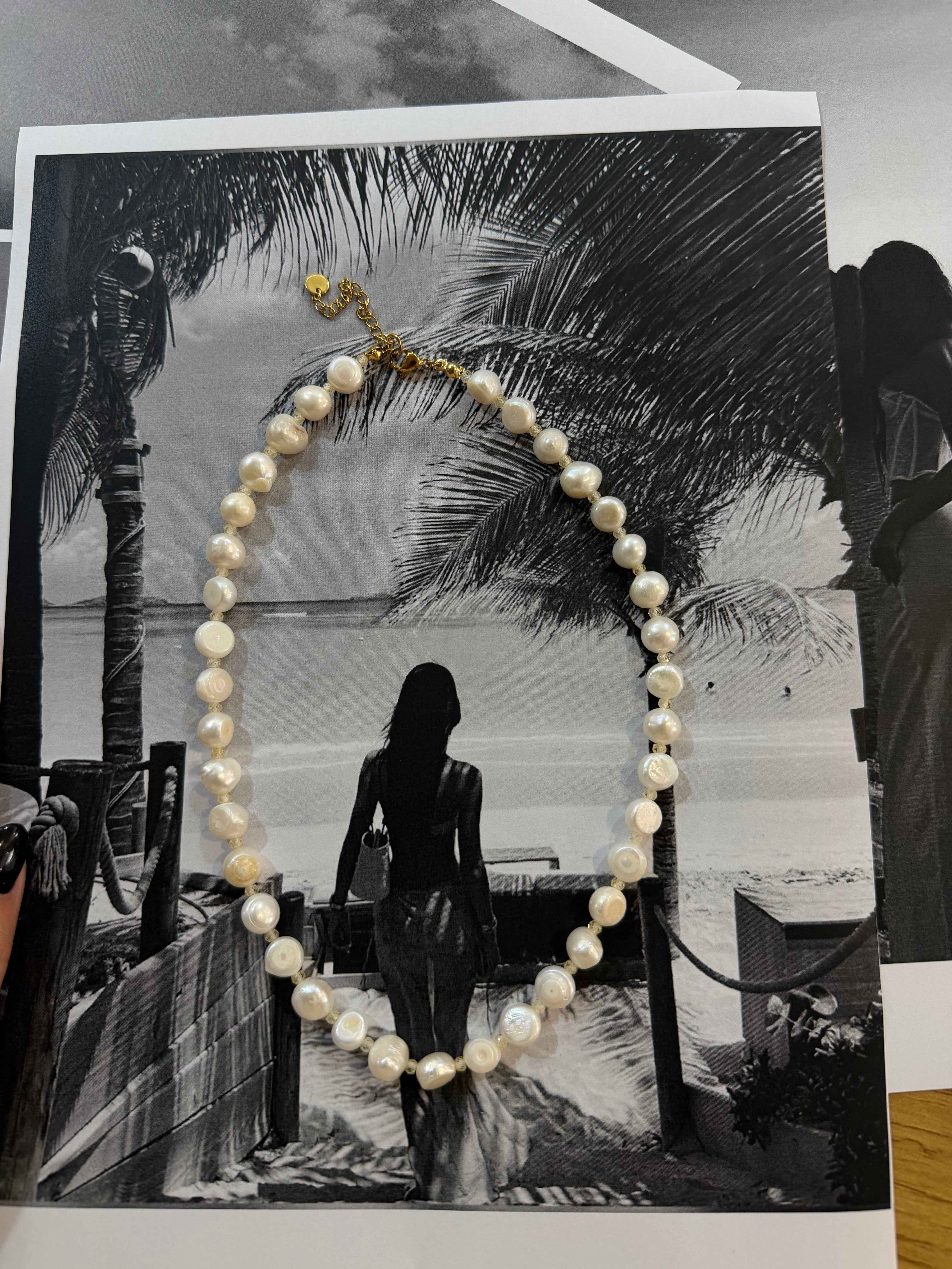 Seminyak Pearl | Αληθινά Μαργαριτάρια ✨Ατσάλινο Κολιέ