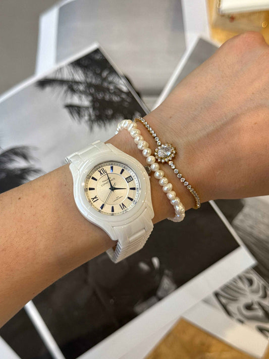 Blanc Ceramic (μεγάλο)– Αδιάβροχο Premium Ατσάλινο Ρολόι Stainless Steel