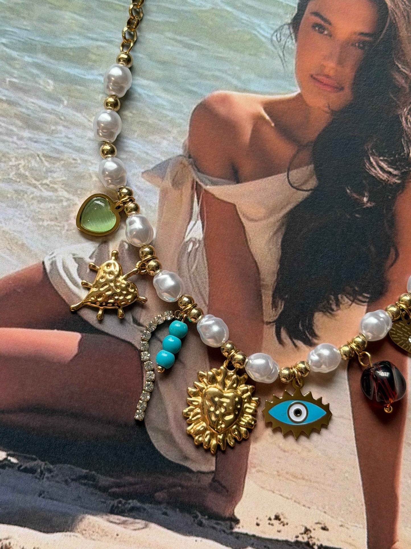 Santorini Treasure Ατσάλινο Κολιέ με Μαργαριτάρια ✨🌊
