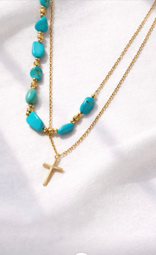 Santorini Turquoise Layers - Stainless Steel