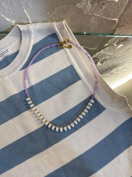 Μωβ κολιέ με πέτρες ✨