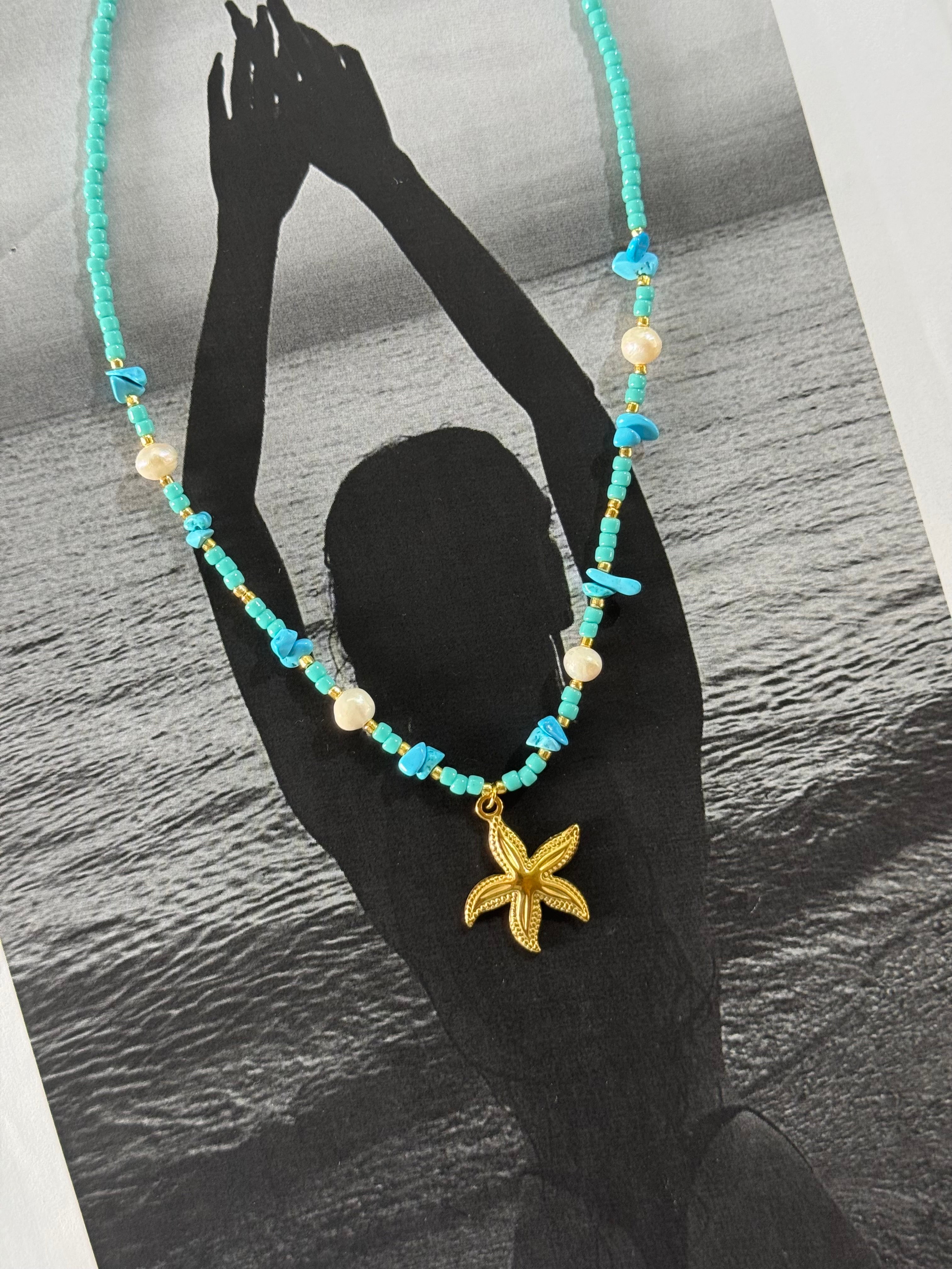 Turquoise Starfish – Κολιέ Stainless Steel