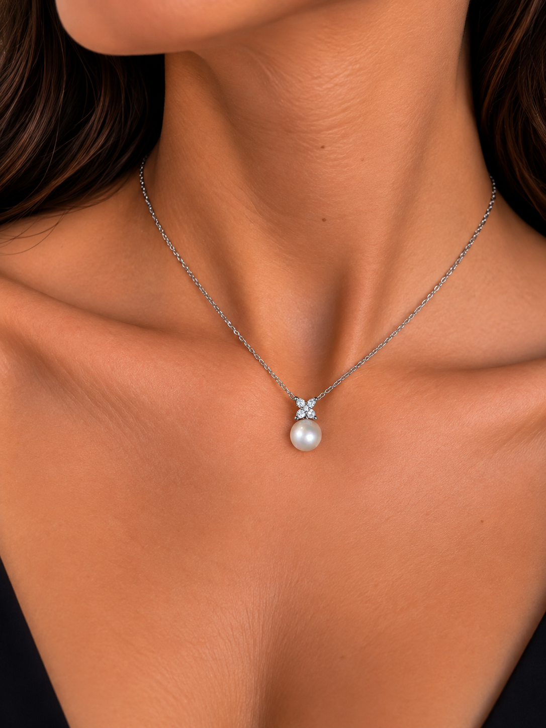 PEARL BLOSSOM NECKLACE - Κολιέ Από Ανοξείδωτο Ατσάλι