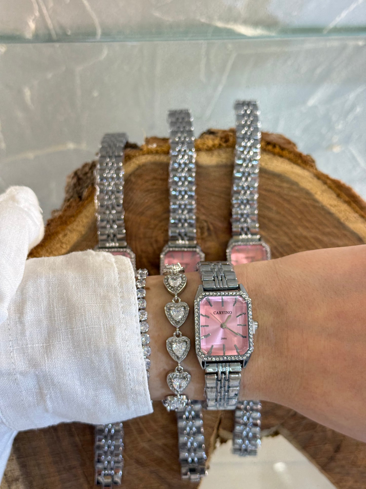 Pink Silver love ✨ Ατσαλινο ρολόι