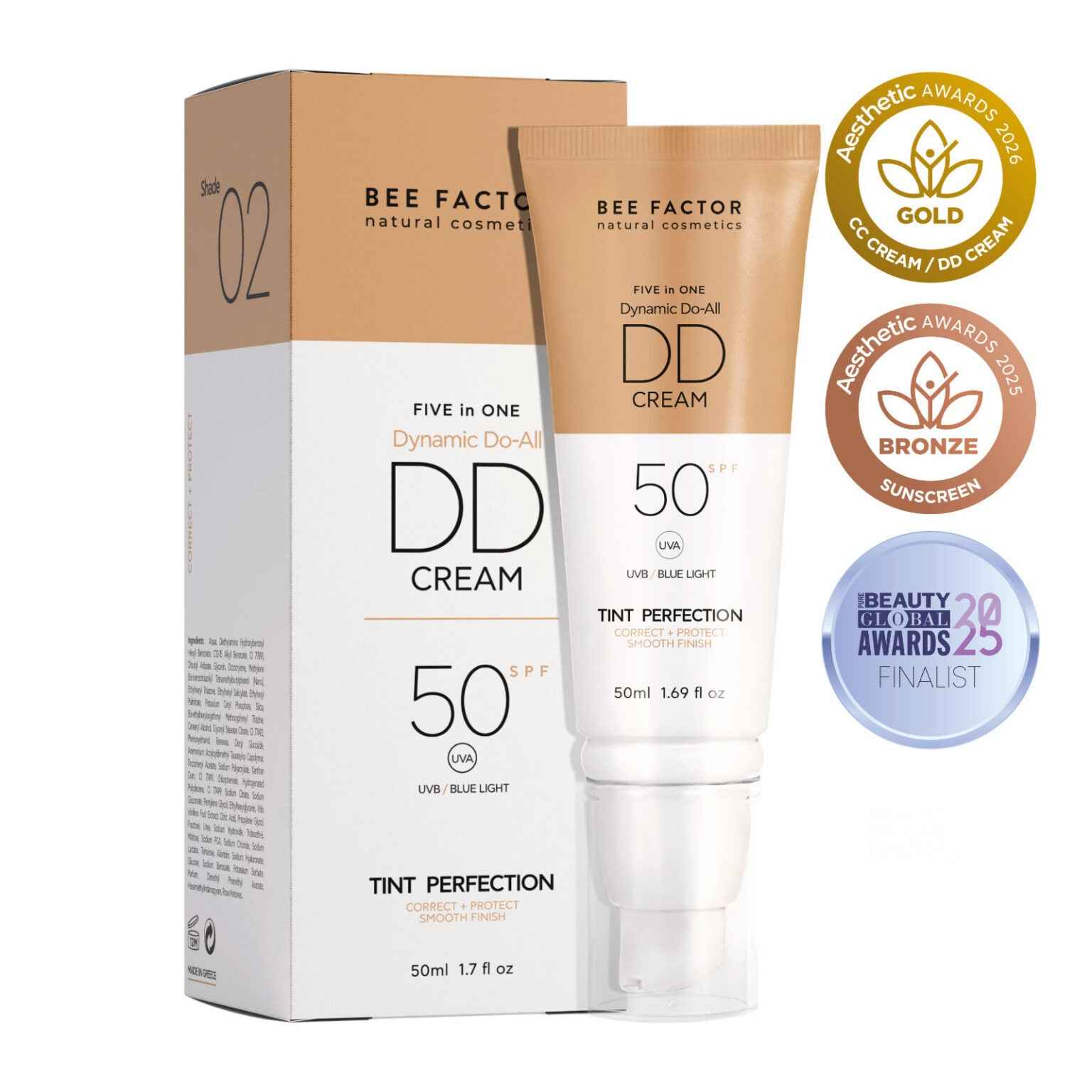 DD Face Cream SPF50 5σε1 Κρέμα Προσώπου SPF50 – Απόχρωση 02 – 60ml BEE FACTOR RITUALS