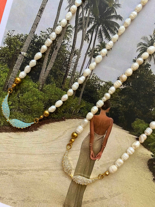 Angel Wings Pearl Necklace- Designed by Kika• Αληθινά μαργαριτάρια