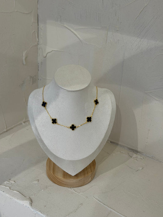 Black Ice Clover Chain Necklace – Κολιέ 925 Ασήμι