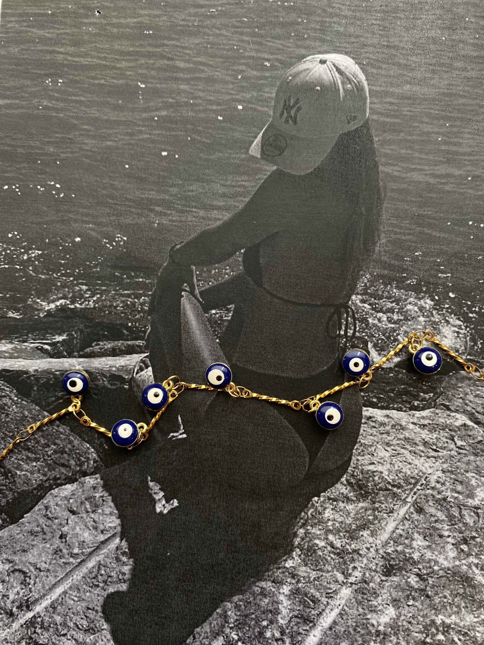 Blue Eye Anklet – Ατσάλινη Αλυσίδα Ποδιού με Ματάκια