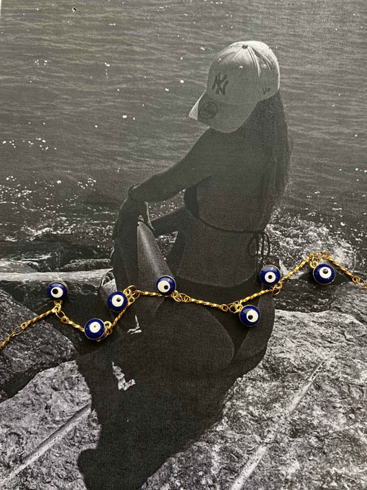Blue Eye Anklet – Ατσάλινη Αλυσίδα Ποδιού με Ματάκια