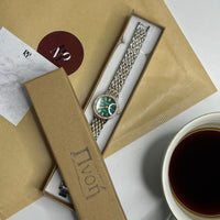 "Green Luxe" Watch with Green Round Dial and Gold-Silver Strap | Steel Construction