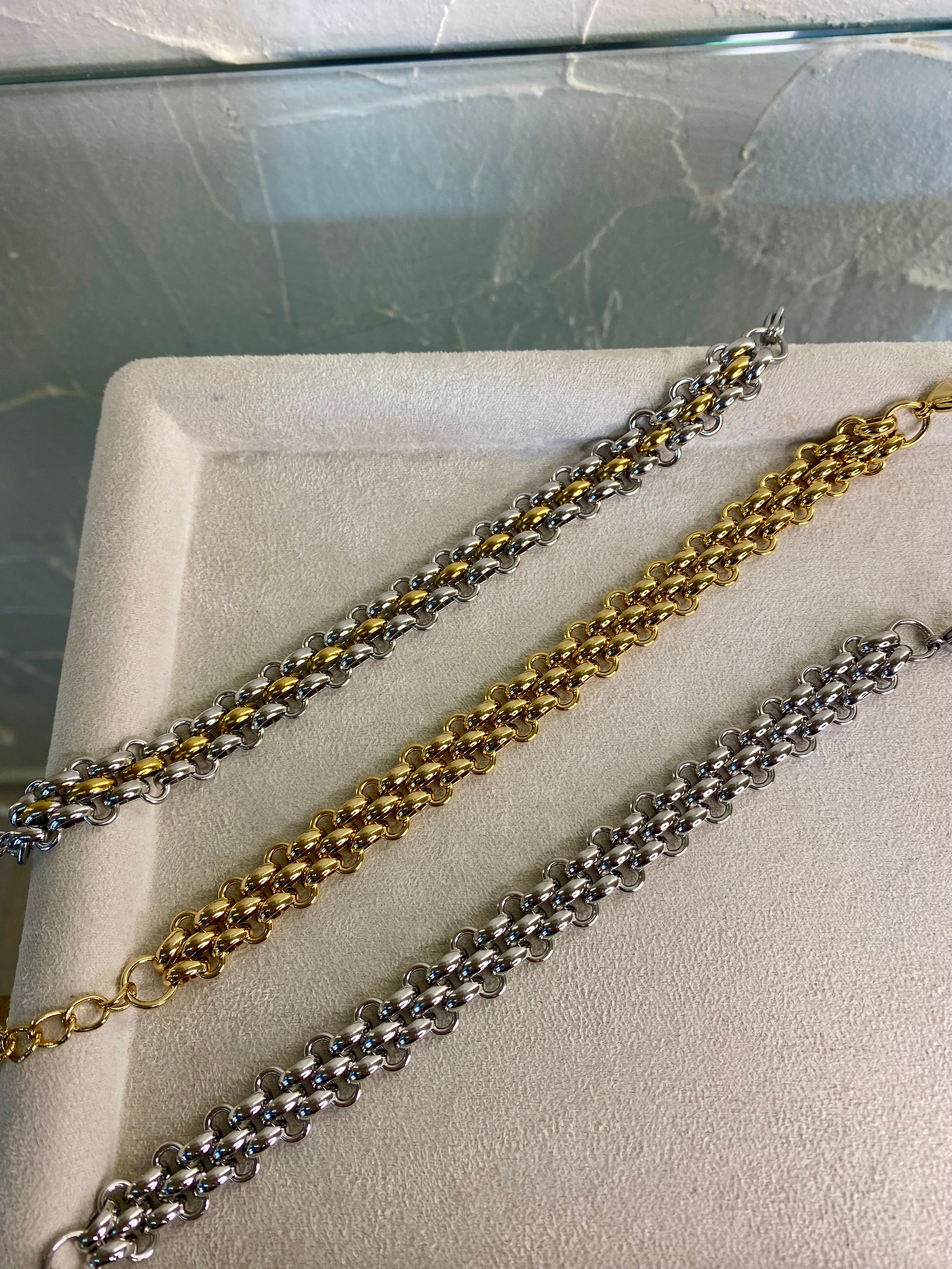 Double Chain Bracelet "Rapunzel, Elsa &amp; Aurora" – Steel, Gold, Silver or Two-Tone, Pnoe Studio