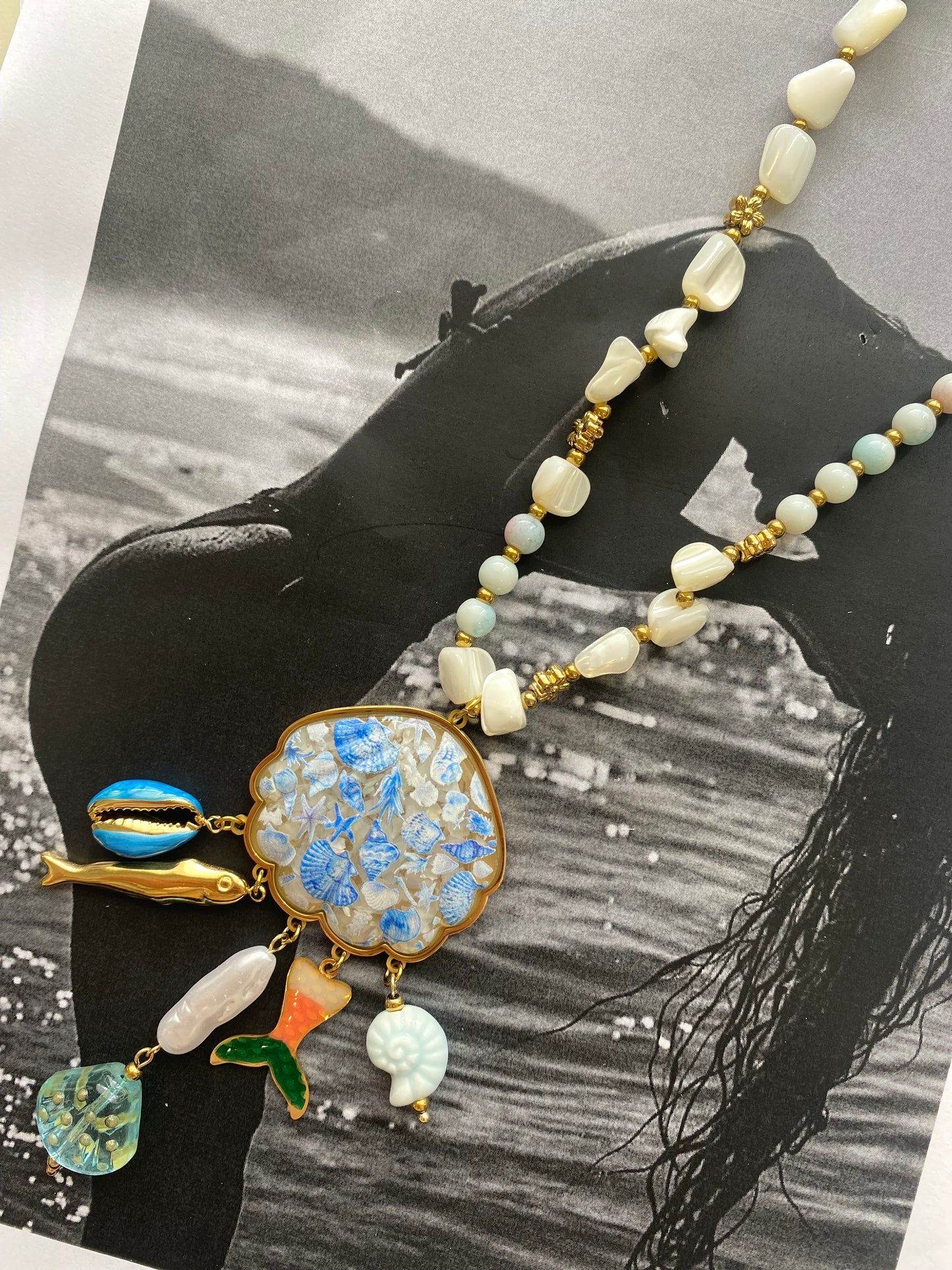 Sea Charm Statement Necklace- Stainless steel