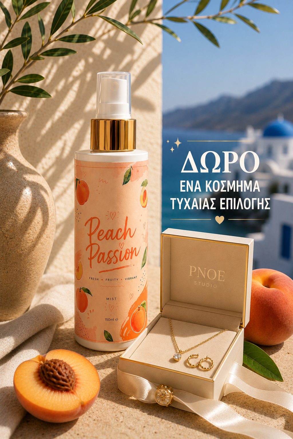 PNOE RITUALS | Peach Passion Mist Σώματος, Μαξιλαριού & Χώρου + Δώρο Κόσμημα Τυχαίας Επιλογής