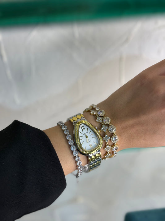 Serpenté ✨Ατσάλινο Ρολόι Χρυσό Ασημί