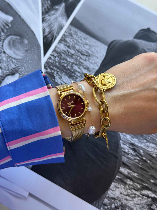 Burgundy Sunray – Γυναικείο Ρολόι Stainless Steel