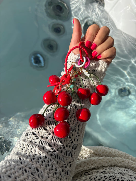 “Cherry Pop – Cherry Keychain with Handmade Details”