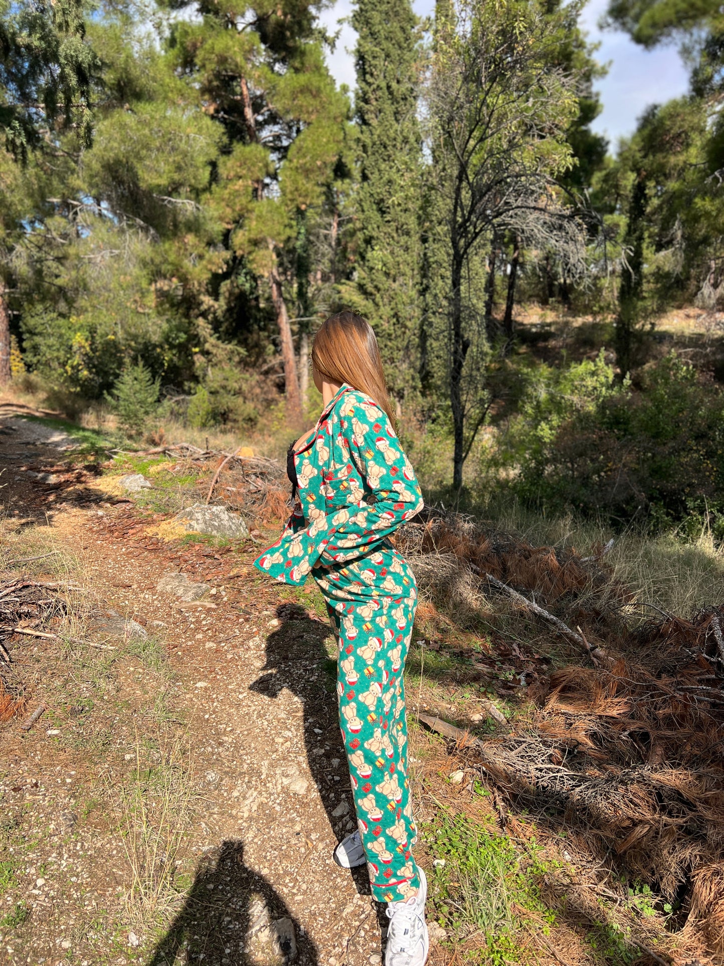 Merry bear Mood – Pajamas in Green Shade with Christmas Print
