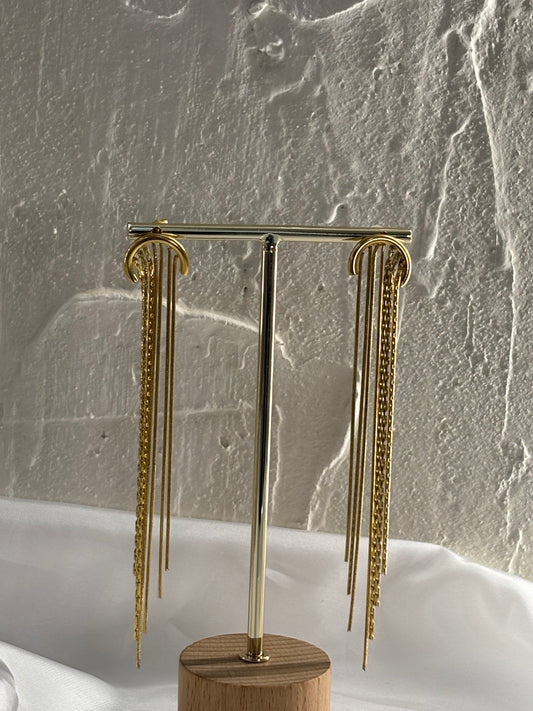 Σκουλαρίκι ατσάλινο χρυσό με κρόσια