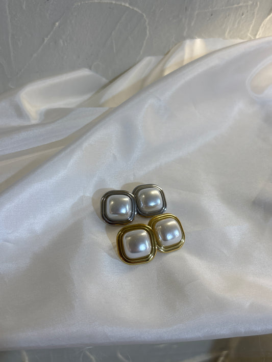 Σκουλαρίκια χρυσά ασημένια τετράγωνα