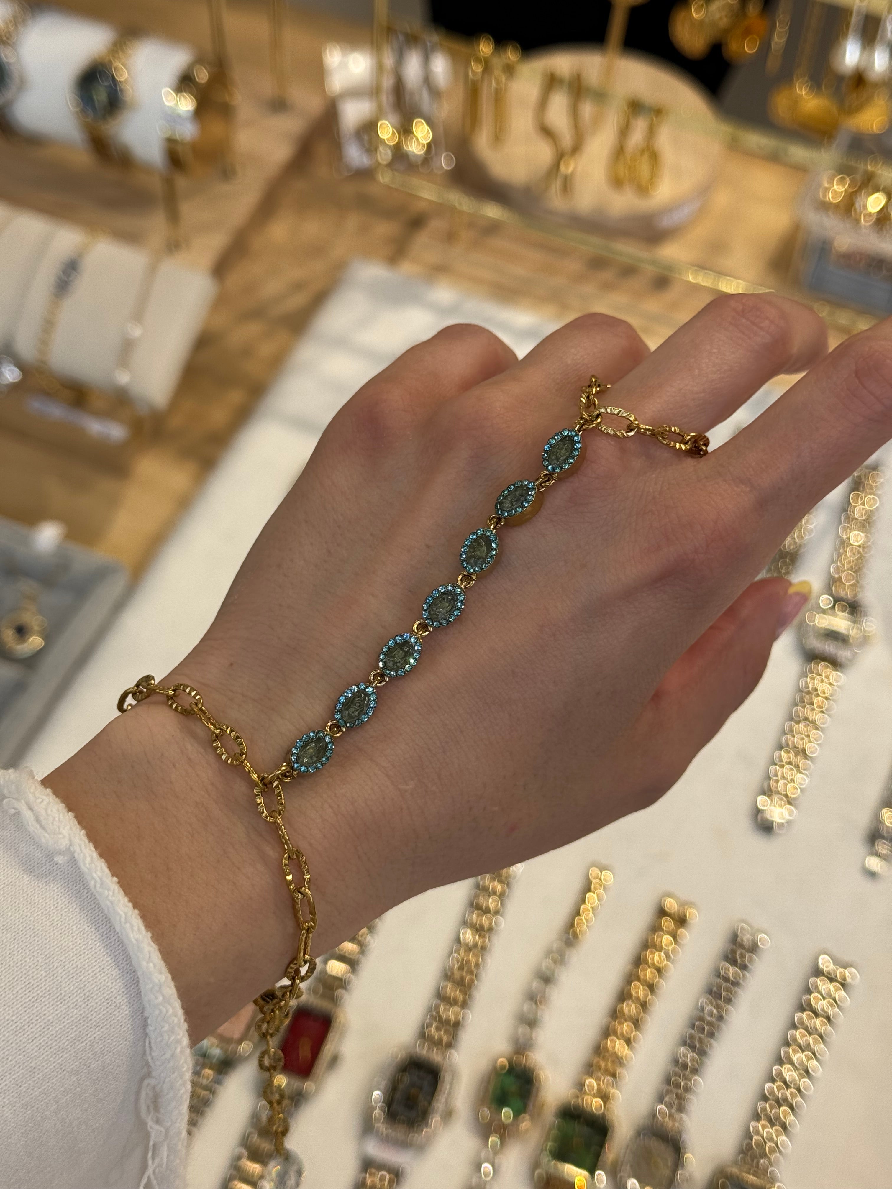 Turquoise Stream Gold– Hand Chain Stainless Steel