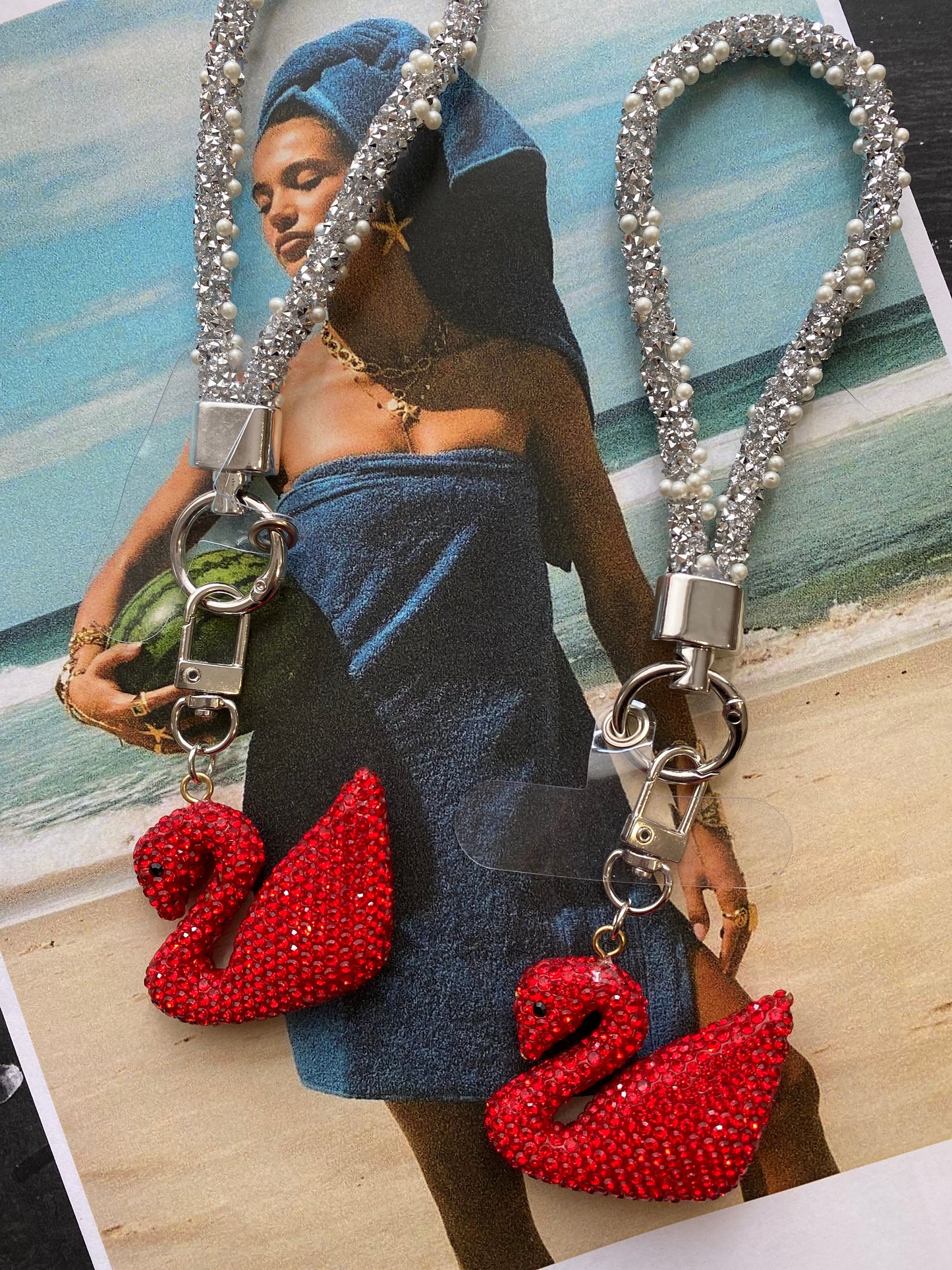 Luxury Swan Crystal Charm Strap- Μπρελόκ