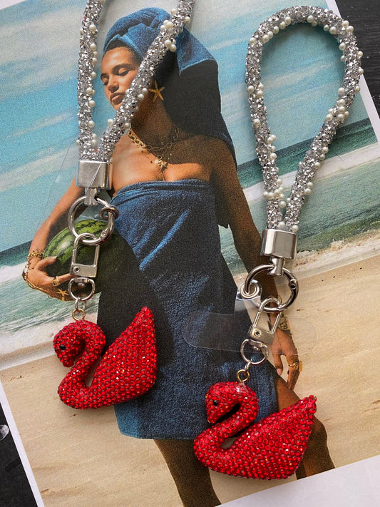 Luxury Swan Crystal Charm Strap- Μπρελόκ