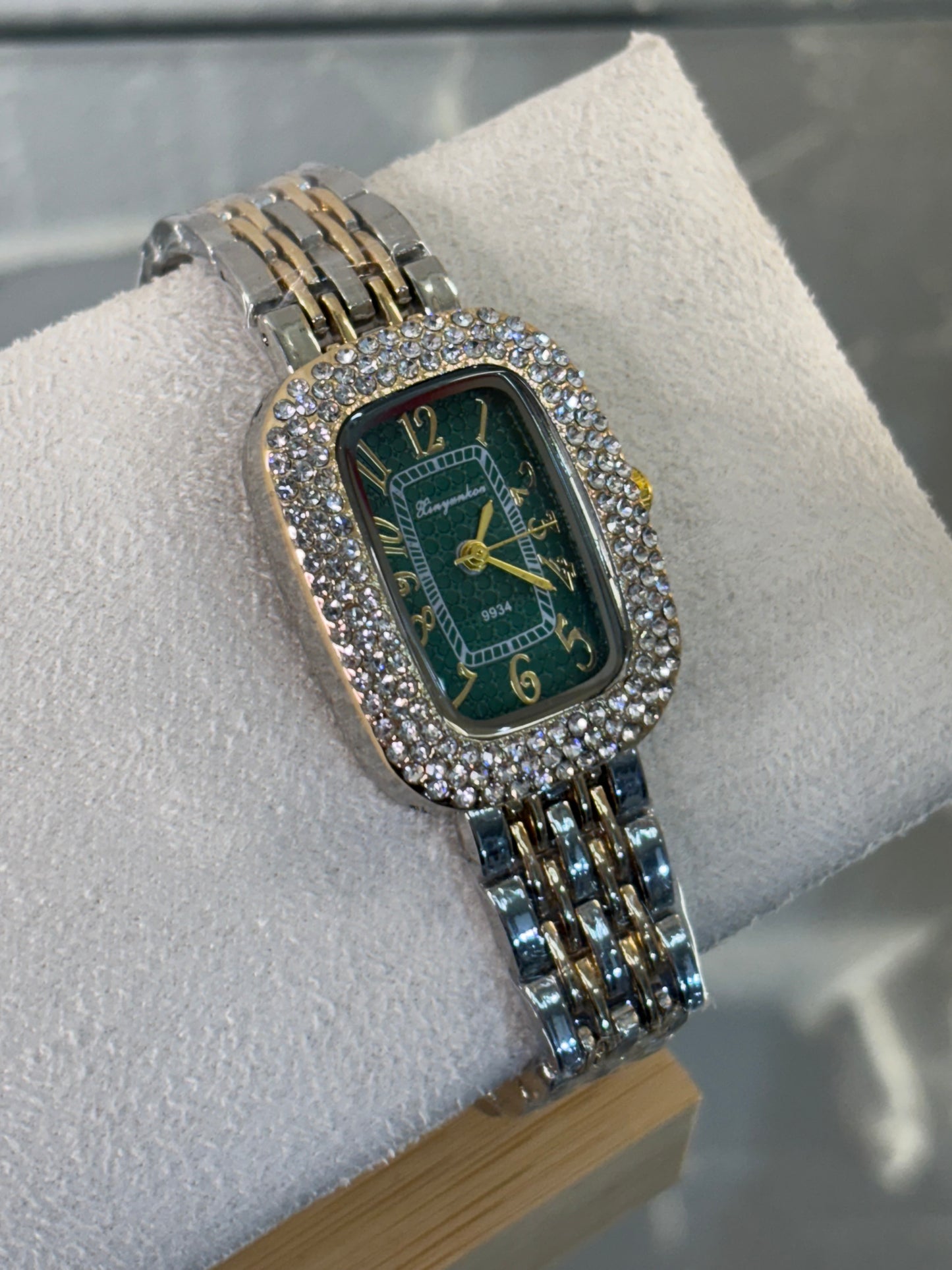 Steel square watch mix gold silver