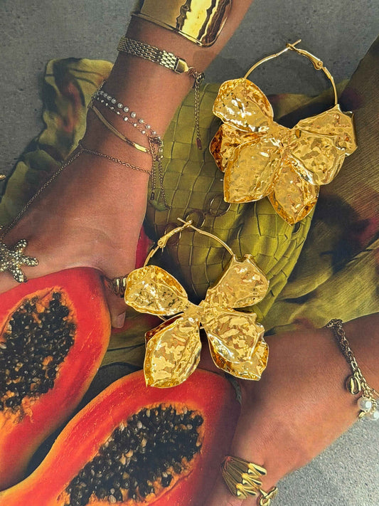 Golden Orchid Hoops – Ατσάλινα Σκουλαρίκια