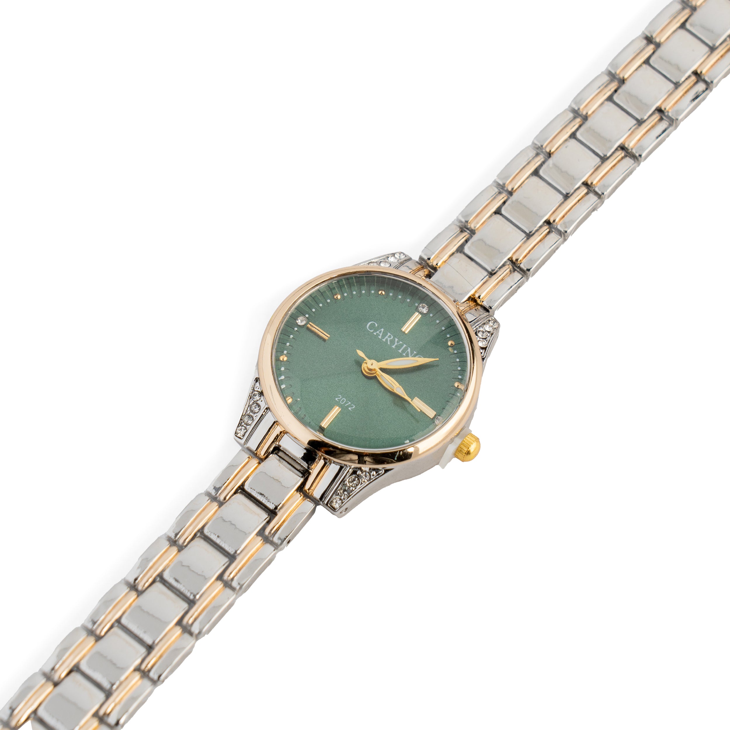 Steel Watch With Gold And Silver And Green