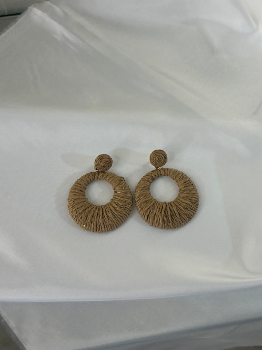 Γυναικεία Σκουλαρίκια Κρεμαστά Στρογγυλά Πλεκτά Καφέ