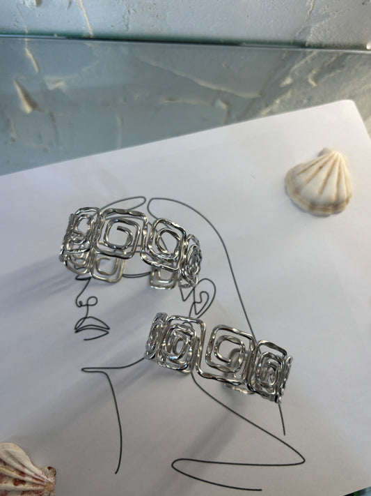 Χειροπέδα "Elsa Ice" – Ατσάλινη Γεωμετρική, Pnoe Studio