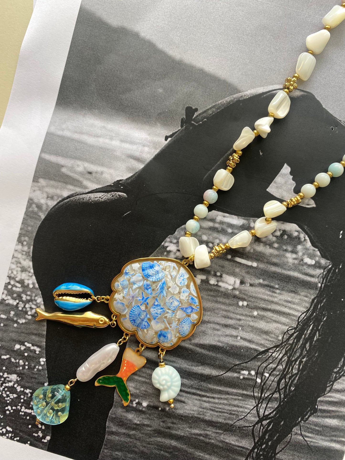 Sea Charm Statement Necklace- Stainless steel