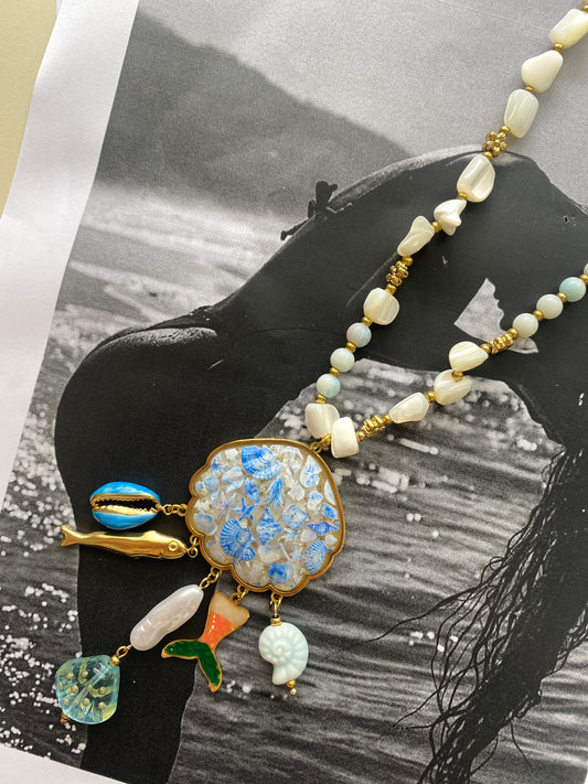 Sea Charm Statement Necklace- Stainless steel