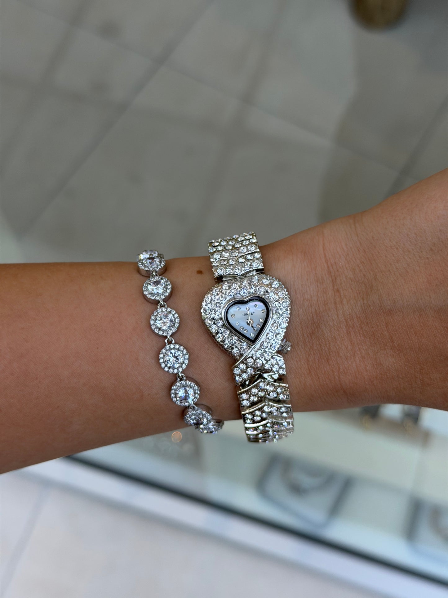 Silver Heart Glow Watch - Ανθεκτικός Ορείχαλκος